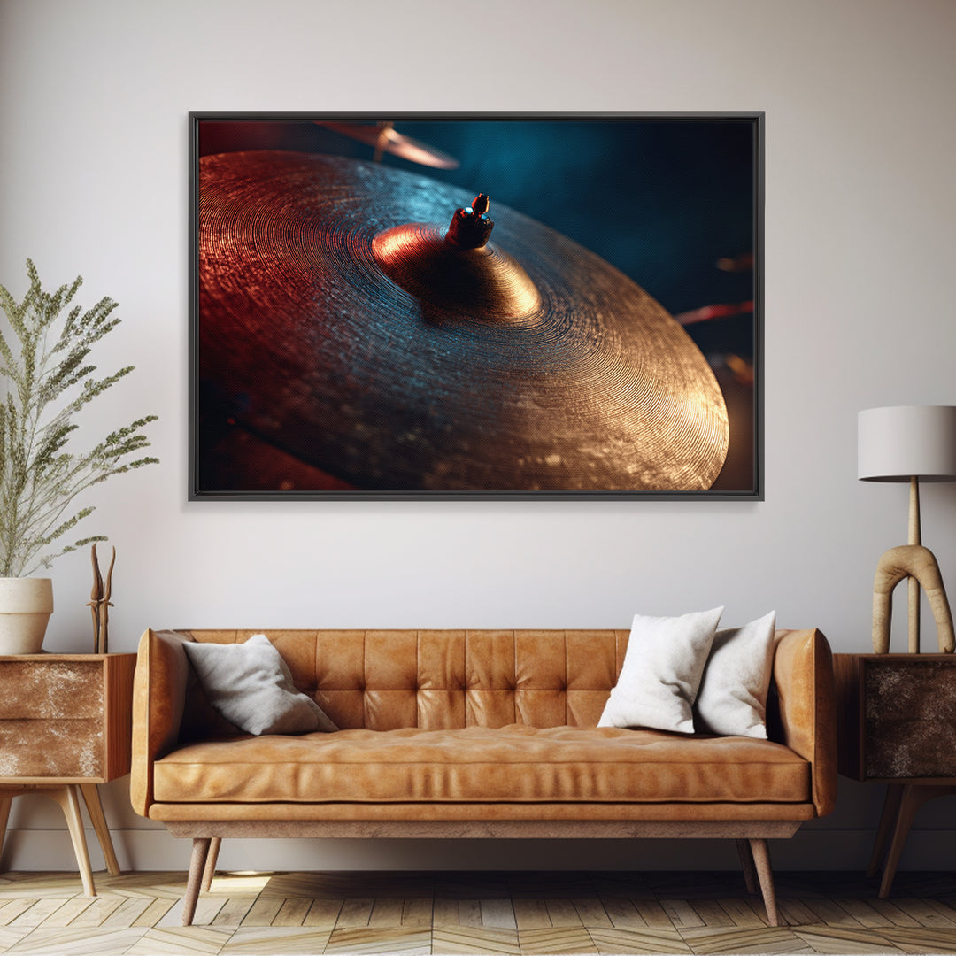 Gold Cymbal Closeup Canvas Print, Music Studio Art, Music Lover Gift, Studio Decor, Watercolor Art, Rhythm, Textured Painting, MSA-3x2-76