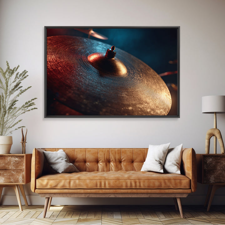 Gold Cymbal Closeup Canvas Print, Music Studio Art, Music Lover Gift, Studio Decor, Watercolor Art, Rhythm, Textured Painting, MSA-3x2-76