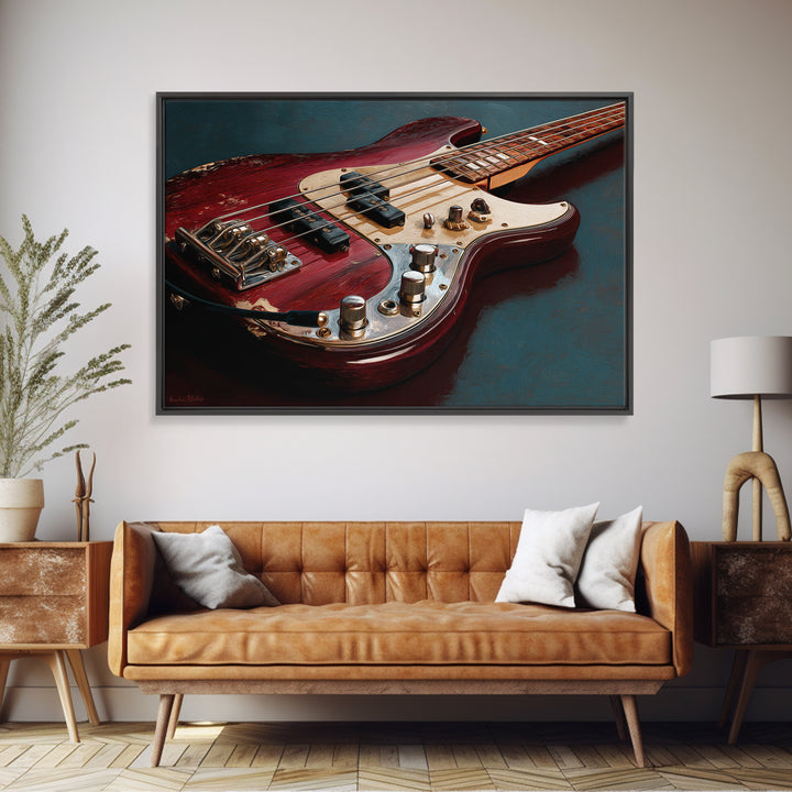 Bass Guitar Closeup Canvas Print, Music Studio Art, Music Lover Gift, Studio Decor, Oil Painting, Rhythm, Textured Painting, MSA-3x2-89