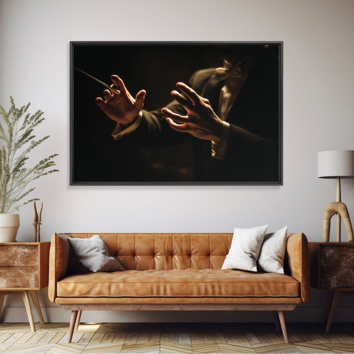 Orchestra Conductor Hands Framed Canvas Print, Music Studio Art, Art Print, Studio Decor, Fine Art, Rhythm, Digital Wall Art, MSA-3x2-96