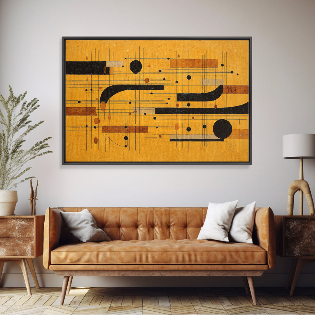 Abstract Rhythm Lines Like Painted Music Framed Canvas Print, Music Studio Art, Minimalist Decor, Studio Decor, Abstract Art, MSA-3x2-99