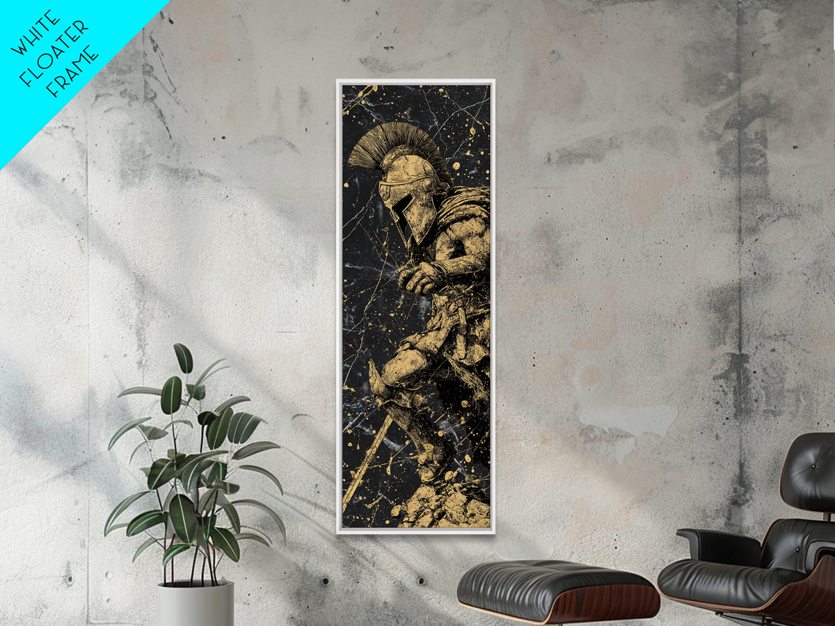 Spartan Warrior Gold Canvas Wall Art, Brushed Gold Canvas Art, Gift For Him, Husband Man Cave Wall Art