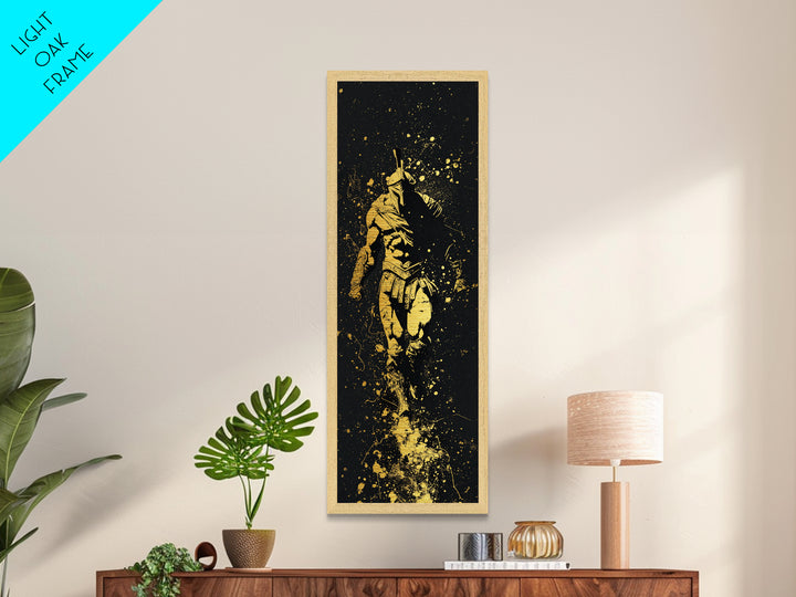 Spartan Marching Forward, Metallic Gold Metal Print, Ancient Warrior Wall Art, Real Wood Frame Decor, Classical Greek Soldier Artwork