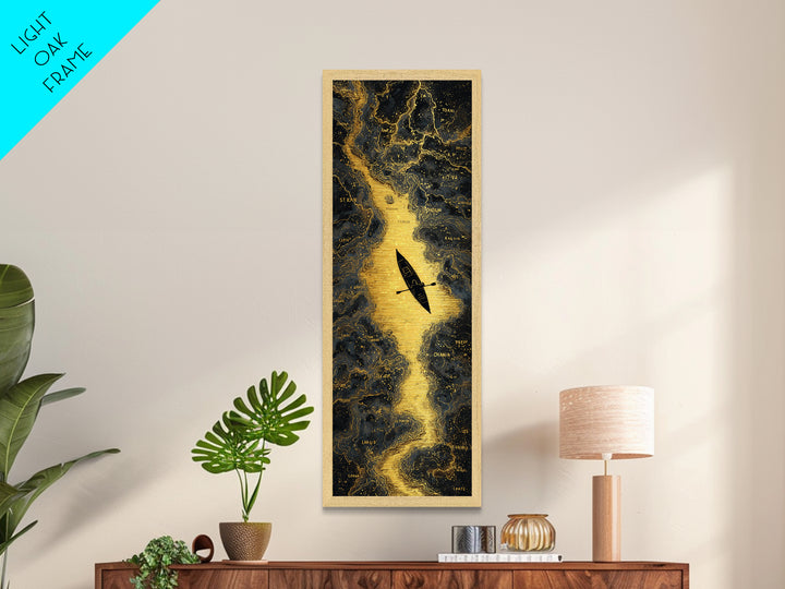 Rowing A Boat Through Hades The Underworld, Metallic Gold Wall Art, Metal Print, Metal Art, Man Cave Decor, Office Decor, Gift For Him