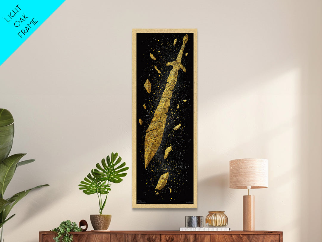 Broken Golden Sword, Spartan Wall Art, Roman Sword Art, Metallic Gold Wall Art, Golden Metallic Man Cave Decor, Office Decor For Him