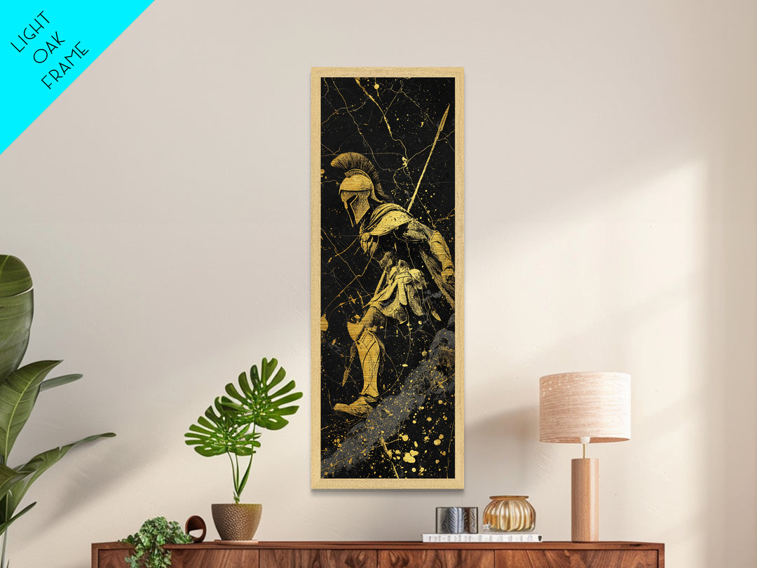 Black and Gold Spartan Soldier, Framed Wall Art, Metallic Gold, Metal Gold Wall Art, Wood Frame Art, Man Cave Wall Art, Gift For Him