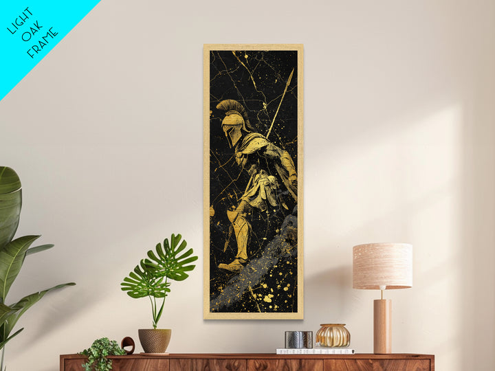 Black and Gold Spartan Soldier, Framed Wall Art, Metallic Gold, Metal Gold Wall Art, Wood Frame Art, Man Cave Wall Art, Gift For Him