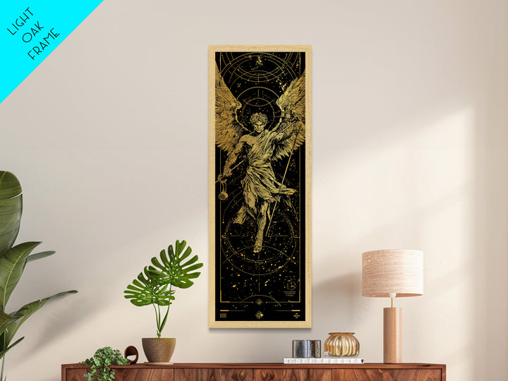 Metallic Gold Metal Print, Astraeus Titan Of Stars Wall Art, Mythical Constellation Decor, Real Wood Frame