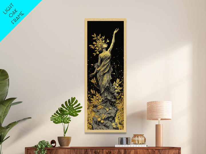Persephone Metallic Gold Metal Print, Greek Goddess Of Spring Wall Art, Underworld Queen Decor, Real Wood Framed Print
