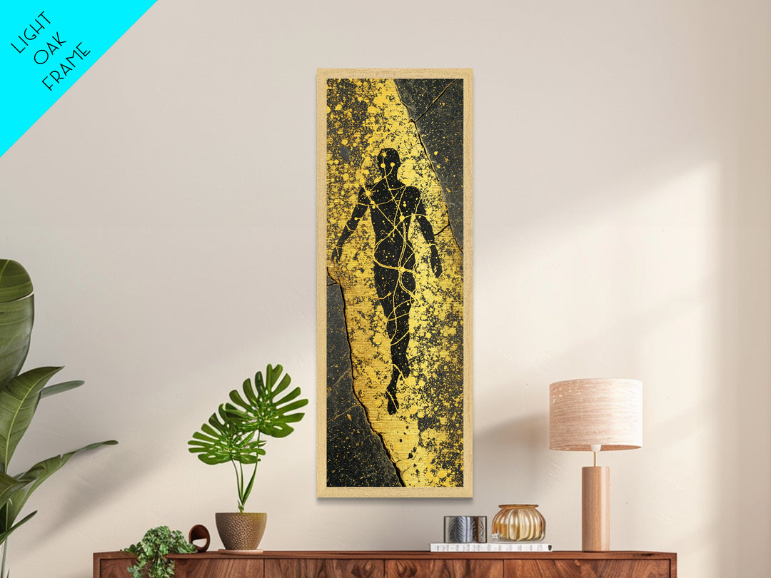 Uranus Greek God Metallic Gold Art, Primordial Sky Deity Wall Print, Mythology Starry Night Artwork, Real Wood Framed Metal Print