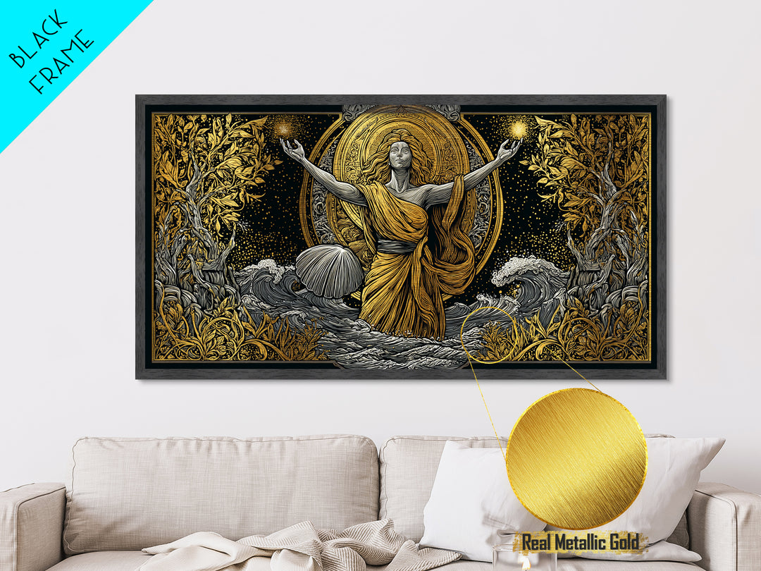 Aphrodite Goddess Of Love And Beauty, Metallic Gold Metal Print, Elegant Greek Mythology Wall Art, Luxury Classic Home Decor