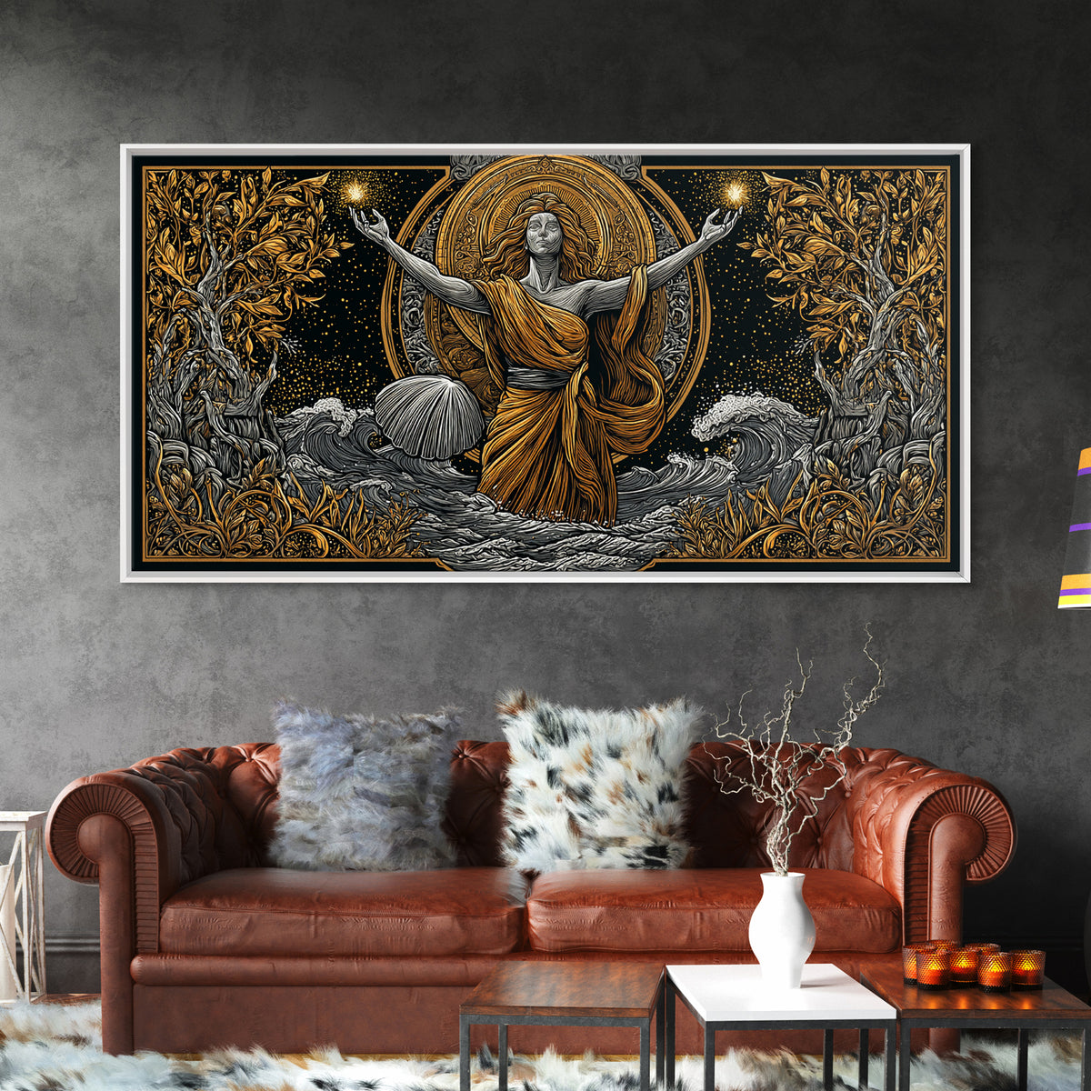 Aphrodite Goddess Of Love And Beauty, Gold Canvas Print, Elegant Greek Mythology Wall Art, Luxury Classic Home Decor