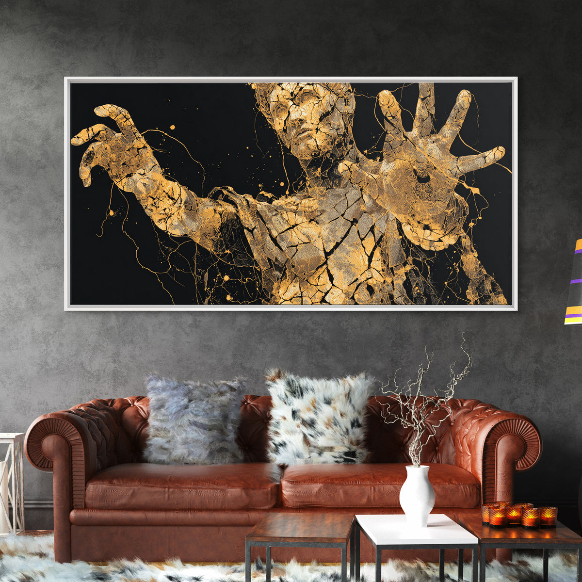 Gold Canvas Art, Colossus Greek Titan, Mythological Warrior Wall Decor, Black and Gold Canvas Print, Ancient Greece Home Accent