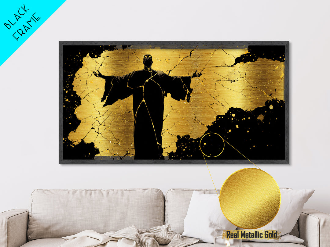 Erebus Metallic Gold Metal Print, Greek God Wall Art, Dark Mythology Decor, Real Wood Frame, Luxury Metal Wall Hanging, Gift For Him
