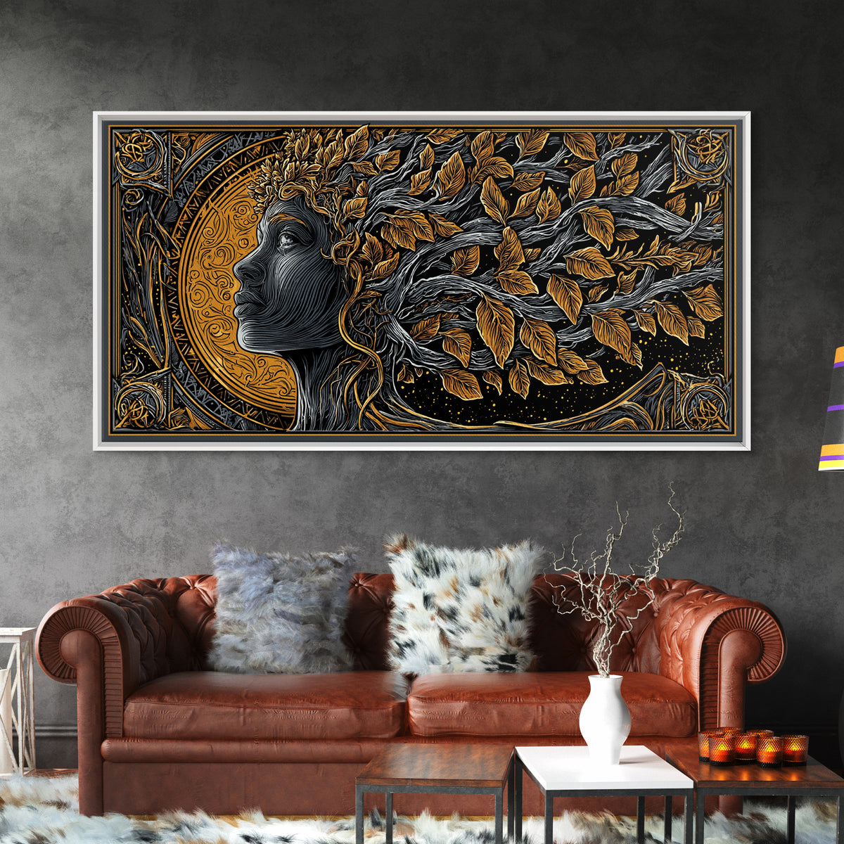 Eurydice Gold Canvas Art, Greek Mythology Canvas Print, Elegant Goddess Wall Decor, Real Wood Frame, Luxury Canvas Artwork For Home