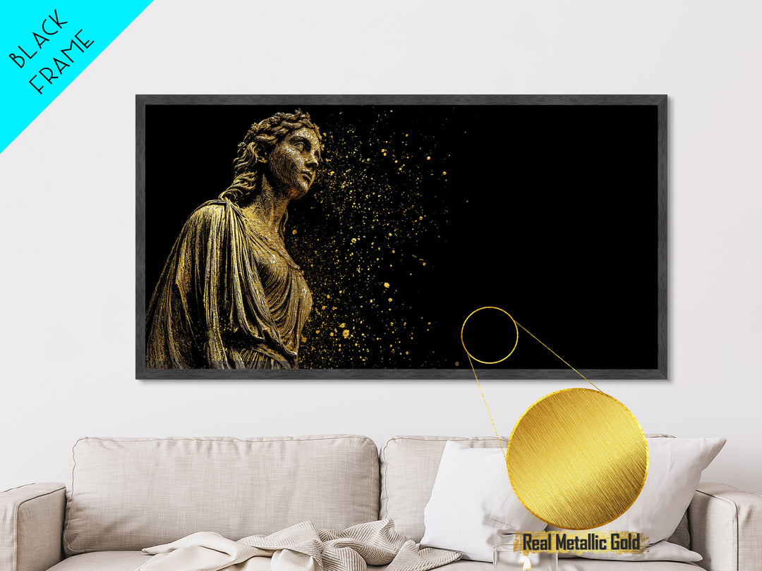 Helen of Troy Metallic Gold Art, Ancient Greek Mythology Figure, Elegant Classical Portrait, Legendary Beauty Wall Decor