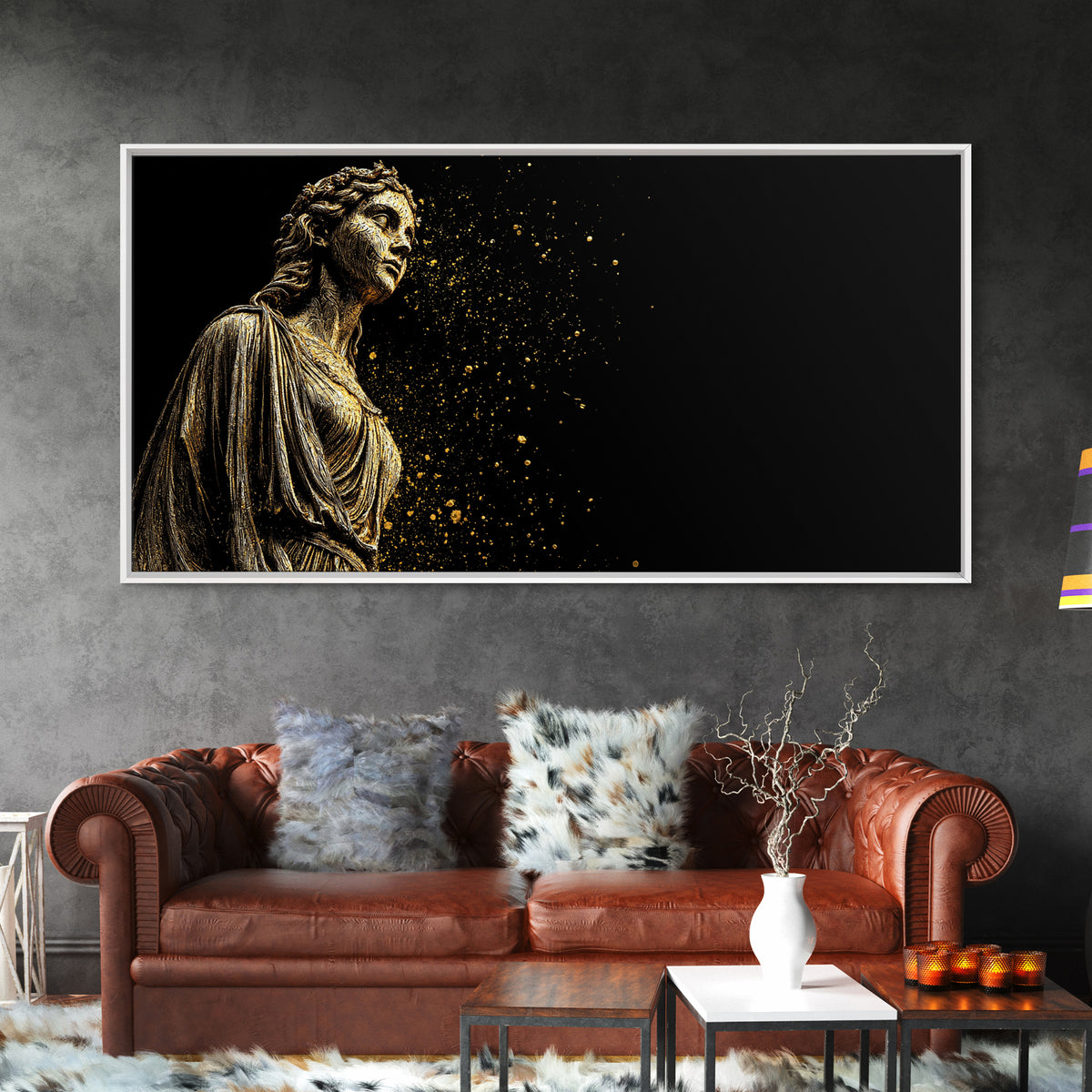 Helen of Troy Gold Canvas Art, Ancient Greek Mythology Figure, Elegant Classical Portrait, Legendary Beauty Wall Decor