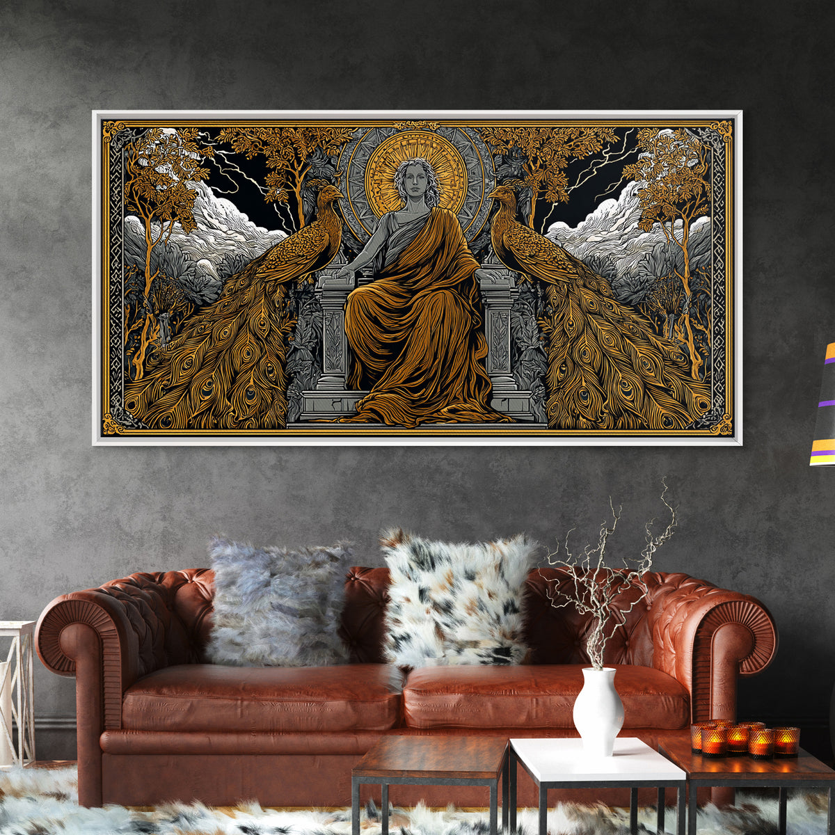 Hera Gold Canvas Print, Greek Goddess Wall Art, Mythology Decor, Luxury Gold Artwork, Real Wood Frame Home Decor