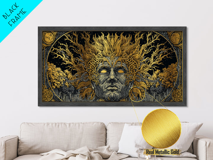 Prometheus Fire Bringer Metallic Gold Metal Print, Greek Mythology Wall Art, Real Wood Frame, Titan Decor, Inspirational Gift