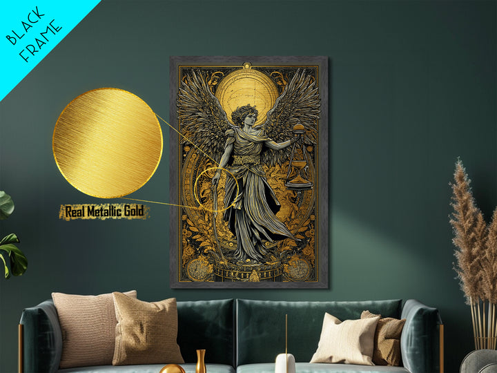 Astraeus Titan Of Stars And Dusk, Metallic Gold Metal Print, Real Wood Frame, Mythology Wall Art, Greek God Celestial Decor