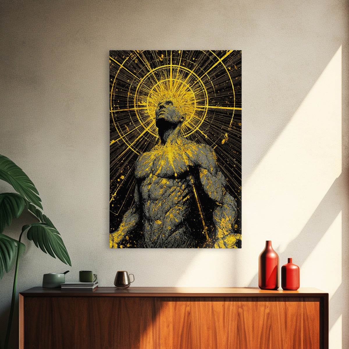 Ancient Greek Goddess Hera Mosaic, Mythology Throne Canvas Gold Art, Timeless Goddess Wall Print, Real Wood Frame