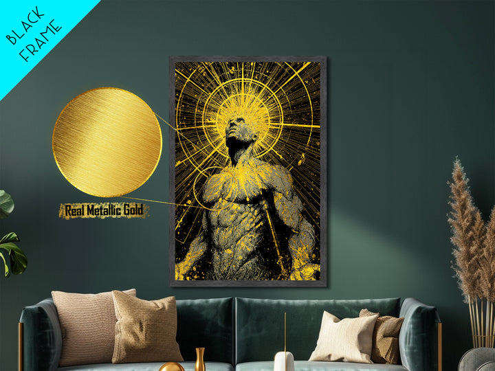 Ancient Greek Goddess Hera Mosaic, Mythology Throne Metallic Gold Art, Timeless Goddess Wall Print, Real Wood Frame