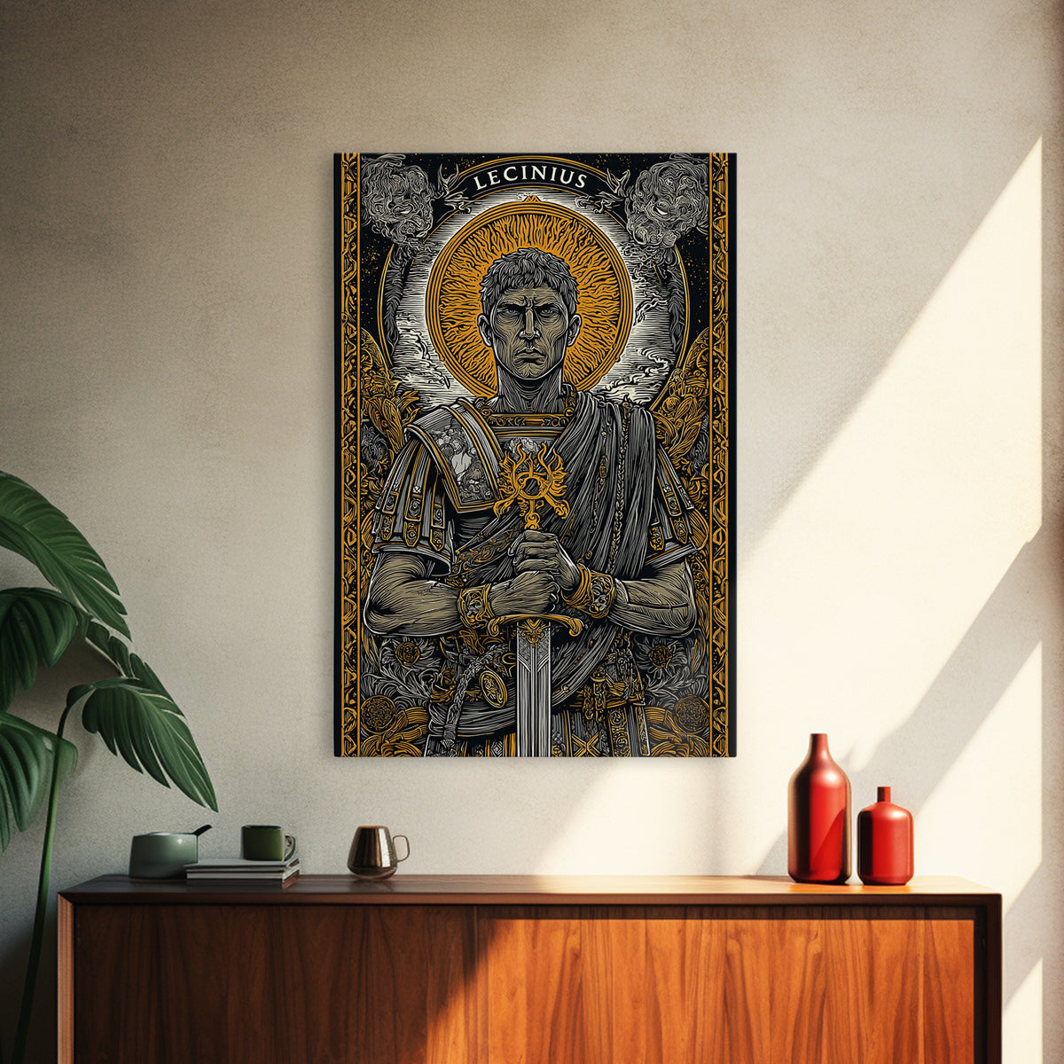 Hestia With Eternal Flame, Goddess Of Hearth, Greek Mythology Canvas Gold Art, Fire Goddess Wall Print, Real Wood Frame