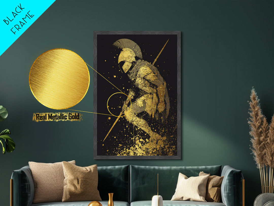 Medusa Head Metallic Gold Metal Print, Mythological Serpent Hair Art, Ancient Creature Wall Decor, Classical Fantasy Artwork Frame