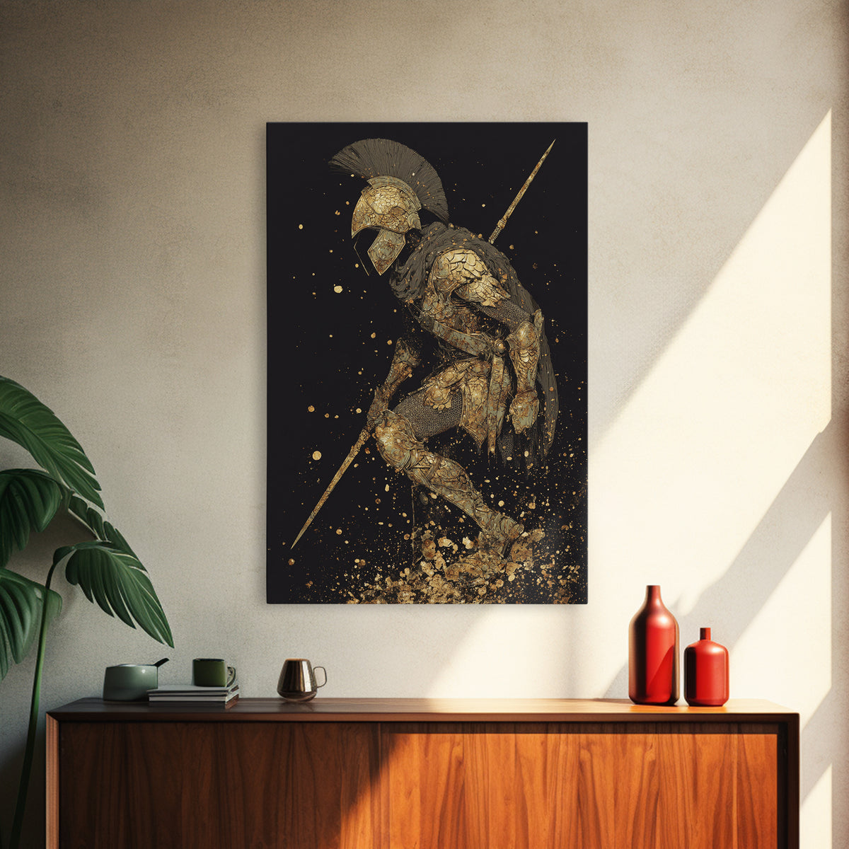 Medusa Head Canvas Gold Canvas Print, Mythological Serpent Hair Art, Ancient Creature Wall Decor, Classical Fantasy Artwork Frame