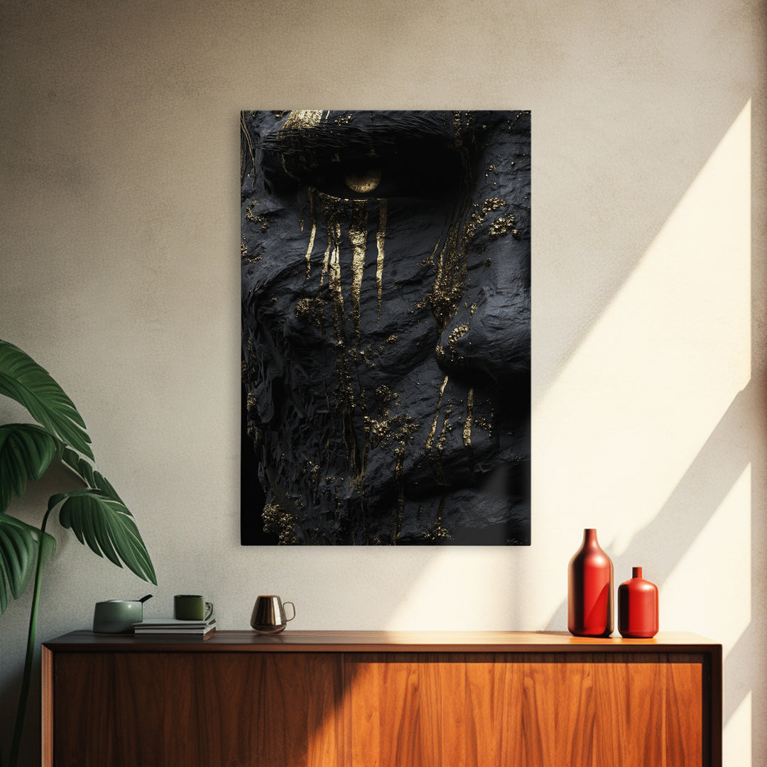Viking God Odin Canvas Gold Art, Norse Mythology Inspired Canvas Print, Real Wood Frame, Powerful Nordic Warrior Wall Decor