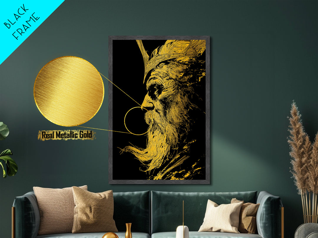 Metallic Gold Metal Print, Abstract Face Art, Luxury Modern Wall Decor, Surreal Lips Artwork, Real Wood Frame Home Art