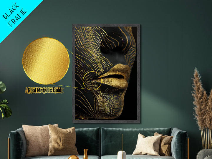Ancient Marble God Sculpture, Cracked Stone Design, Metallic Gold Art, Mythology Wall Decor, Real Wood Frame, Regal Classic Print