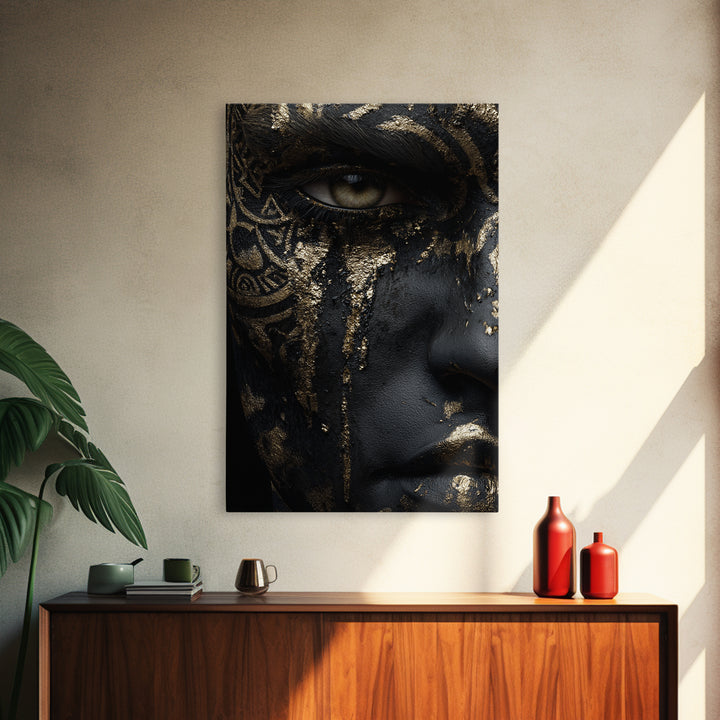 Roman Warrior Canvas Gold Canvas Print, Mythology Wall Art, Luxury Home Decor, Ancient History Artwork, Real Wood Frame