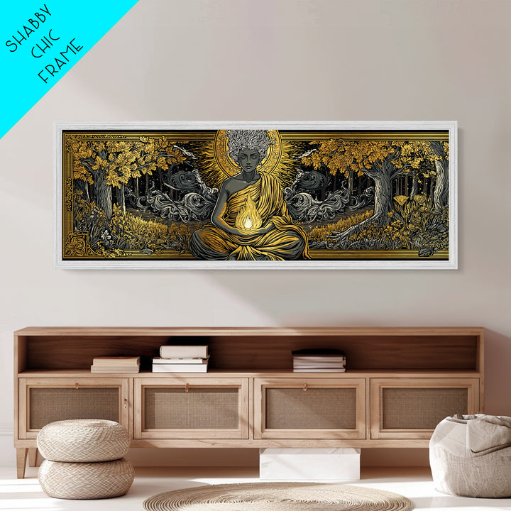 Hestia Metallic Gold Metal Print, Greek Goddess Of Hearth And Fire, Mythology Wall Art, Real Wood Frame, Unique Luxury Home Decor