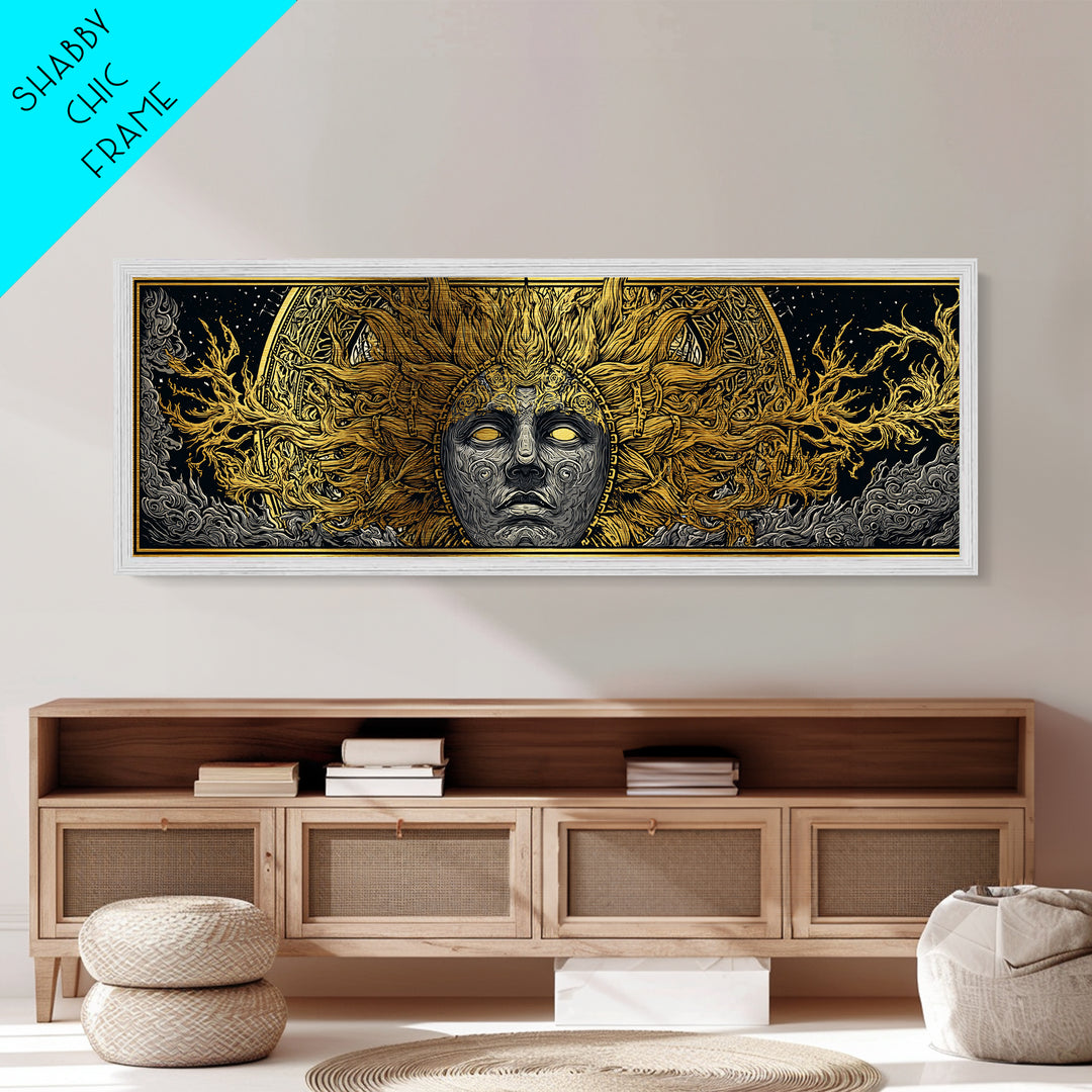 Prometheus God Metallic Gold Art, Mythology Inspired Wall Print, Real Wood Frame Metal Print, Regal Decor Statement Piece