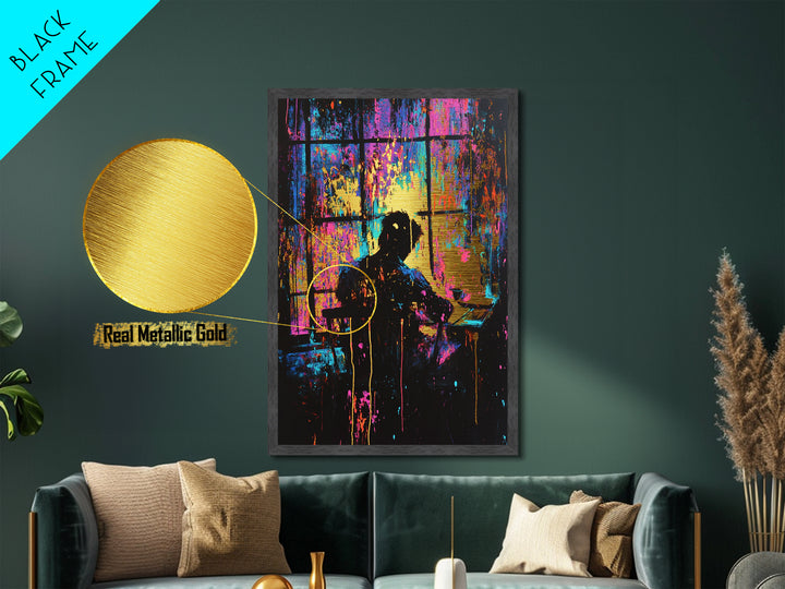 Creepy Halloween Silhouette Metallic Gold Art | Haunted Horror Metal Art Spooky Season Decor | Real Wood Frame Display