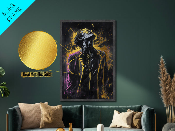 Creepy Horror Portrait Metallic Gold Art, Spooky Season Metal Art on Real Wood Frame, Haunted Gothic Halloween Wall Art