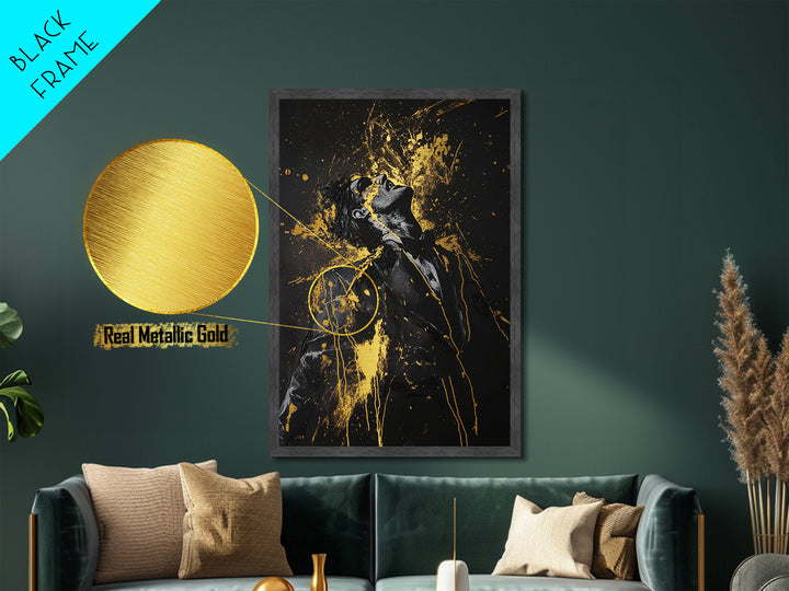 Screaming Woman Metallic Gold Art, Horror Gothic Metal Art with Real Wood Frame, Spooky Halloween Haunted Season Wall Piece