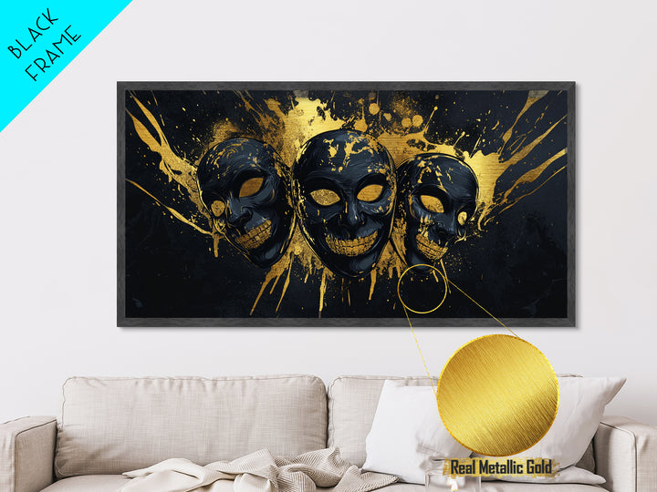 Sacred Goddess Metallic Gold Metal Print, Ornate Splatter Art On Metal, Real Wood Frame Wall Décor, Mystical Divine Artwork