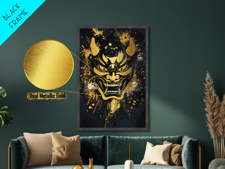Deer Head Metallic Gold Metal Print, Splatter Wildlife Wall Art, Rustic Modern Decor, Real Wood Frame, Bold Nature Inspired Artwork