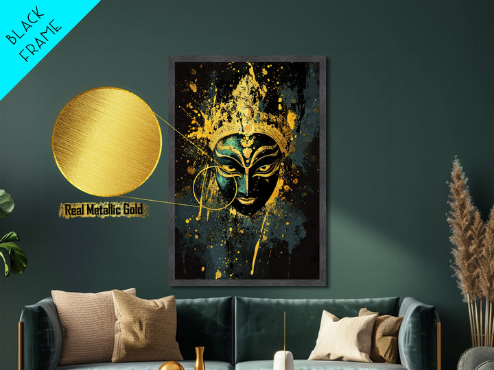 Mystical Goddess Face Artwork,Spiritual Wall Decor,Real Wood Frame,Bold Divine Art,Striking Sacred Home Accent