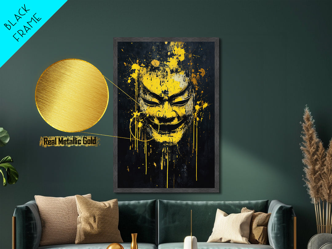 Fierce Leopard Splatter Portrait, Metallic Gold Art, Wildlife Metal Print, Real Wood Frame, Animal Wall Decor, Jungle Spirit Artwork