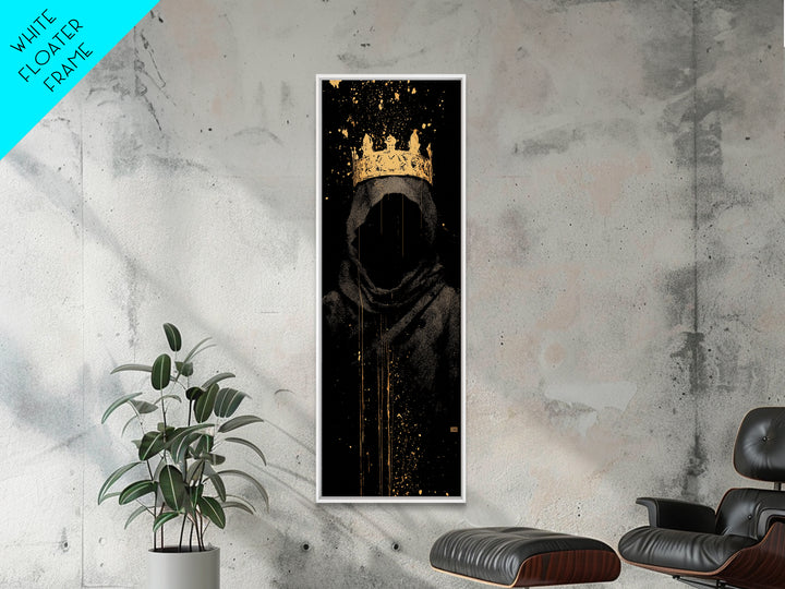 Shadow King Norse Ruler Canvas Gold Art Canvas Art, Nordic Mythology Viking Decor for Man Cave, with rustic wood frame