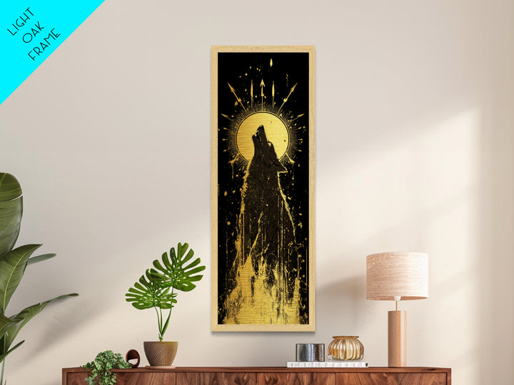 Wolf Howl Metal Art, Metallic Gold Art, Lone Wolf Decor, Man Cave Office Wall Art, Golden Metal Art