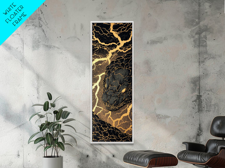 Jormungandr Serpent Canvas Gold Art Canvas Art | Norse Mythology World Serpent Wall Art | Viking Decor Office Gift with Real Wood Frame