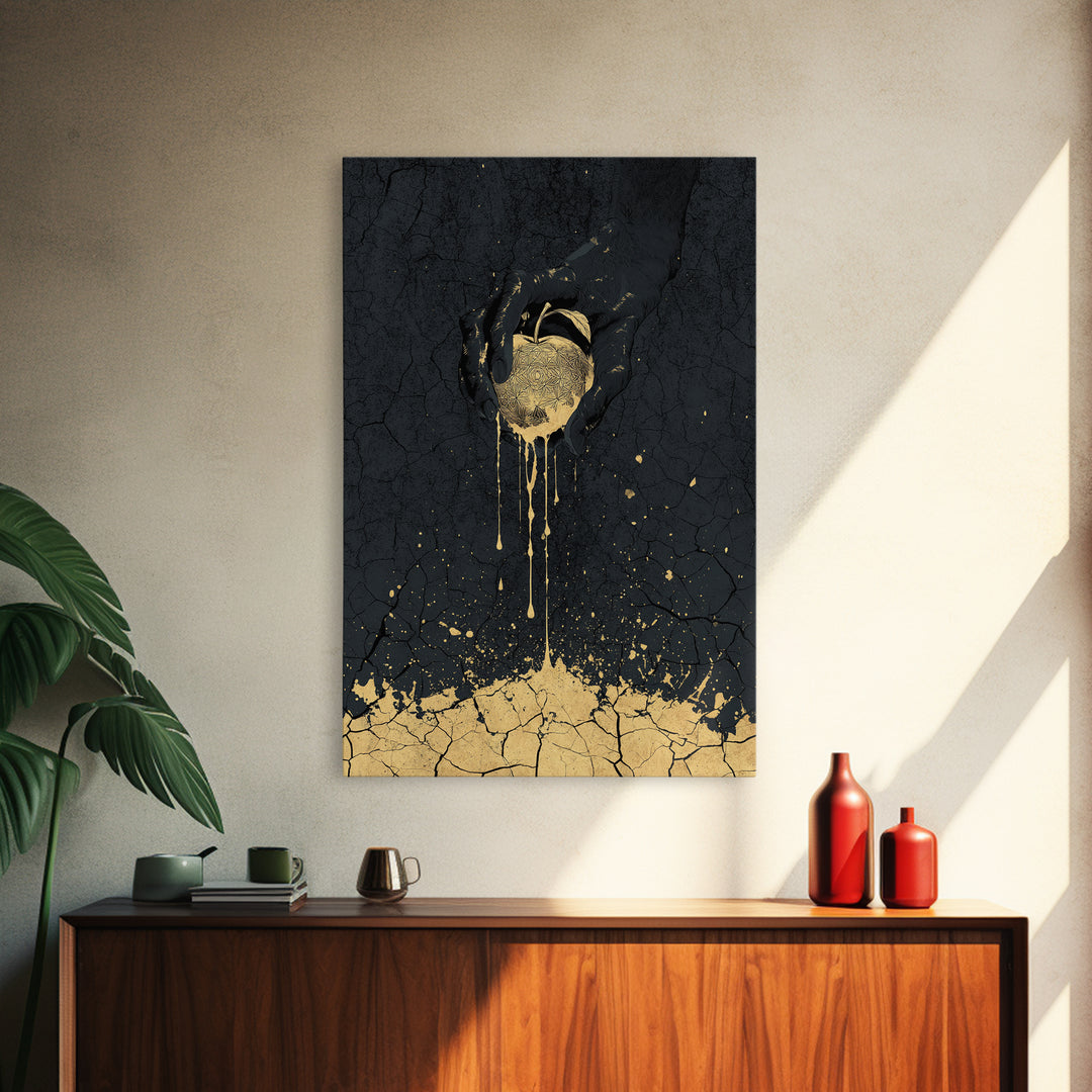 Golden Apple of Idunn Canvas Gold Art Canvas Art | Norse Myth Wall Decor Viking Symbol | Gift for Men | Framed in Real Wood