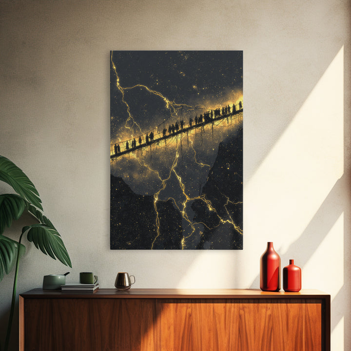 Helheim Norse Underworld Gate Canvas Gold Art Canvas Art Viking Mythology Wall Decor Dark Office Man Cave framed in real wood