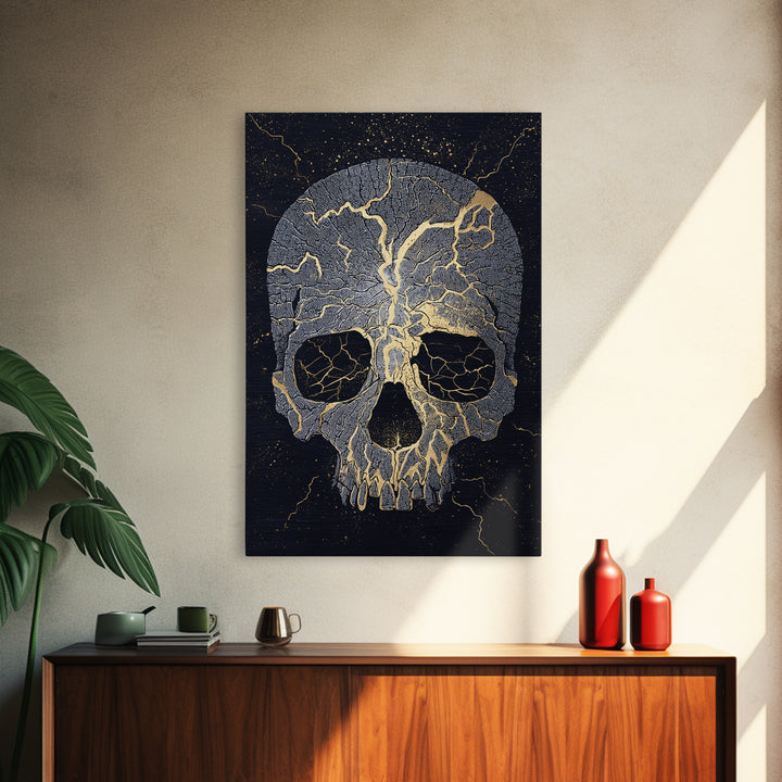Canvas Art Canvas Gold Art of Norse Giant Ymir | Nordic Mythology Wall Art Framed in Real Wood | Viking Decor for Office or Study