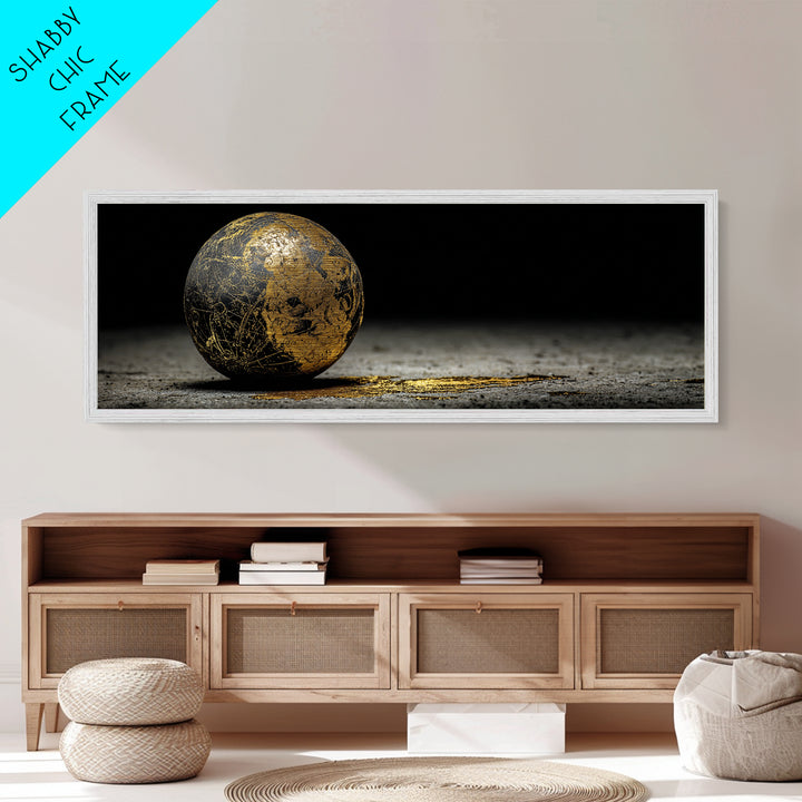 Norse Cosmos Orb Metallic Gold Art Nordic Mythology Metal Art Viking Sphere Decor framed in authentic wood, Unique Dad Gift