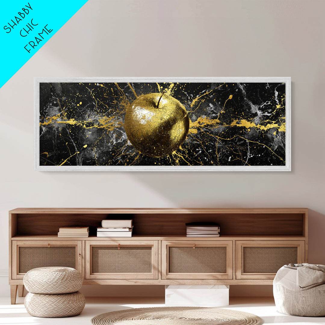 Golden Apple of Idunn Metallic Gold Art, Norse Mythology Metal Art for Office or Dad Gift, Viking Wall Decor in wood frame